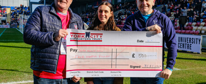 Presentation of the cheque to York Against Cancer.
